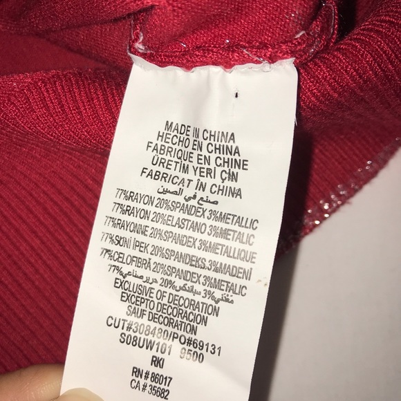 BEBE Metallic Ruby Red Crystal Button DownCardigan - Picture 14 of 16